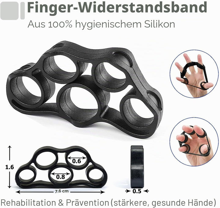 Handtrainer Fingertrainer, Griffkraft Trainer Training Set - 6er-Pack, Verstellbarer Grip Trainer, F