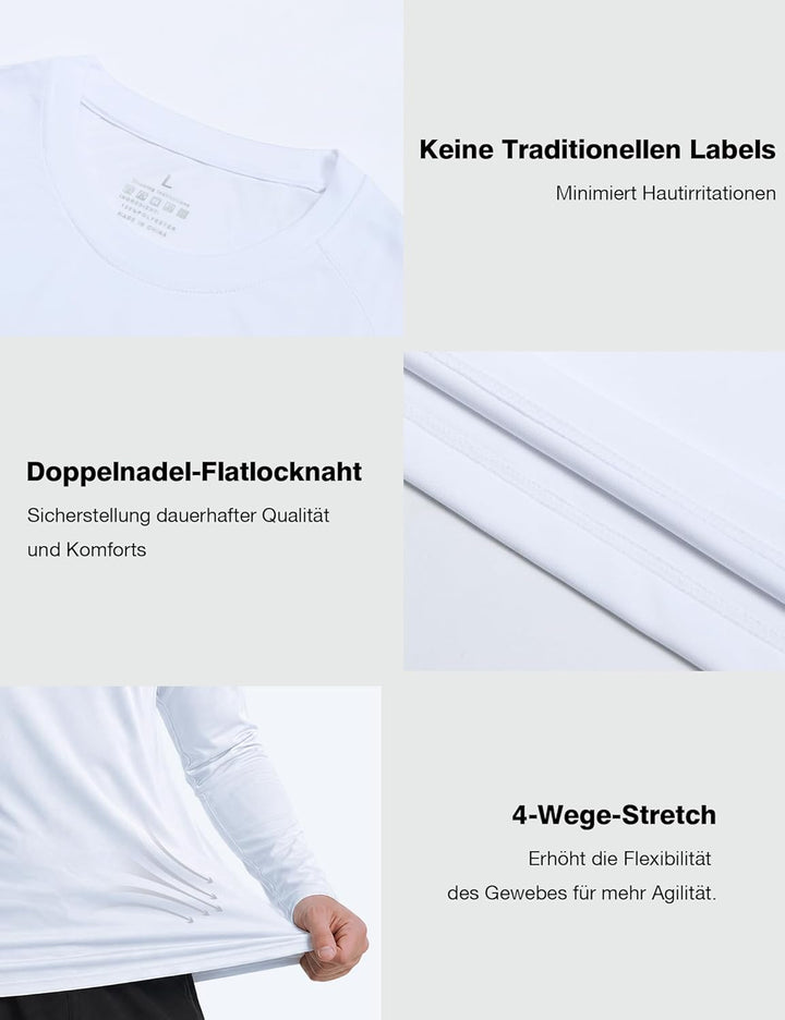 ZENGVEE 3er Pack Rashguard Herren, UPF 50+ UV Schutz Shirt Herren Schnelltrocknend Leicht Atmungsakt