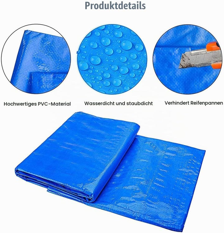 Ruolin Pool Bodenplane Blau, Wasserdichtes Poolunterlage Rechteckig Faltbares Bodenschutzmatte Schwi