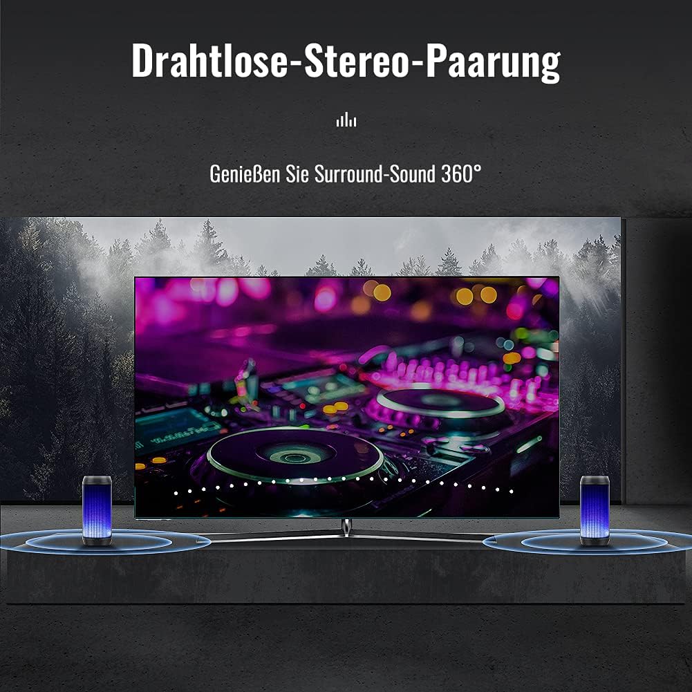 Bluetooth Lautsprecher Tragbarer Musikbox LED Bluetooth Box Kabellos mit Freisprechfunktion für Hand