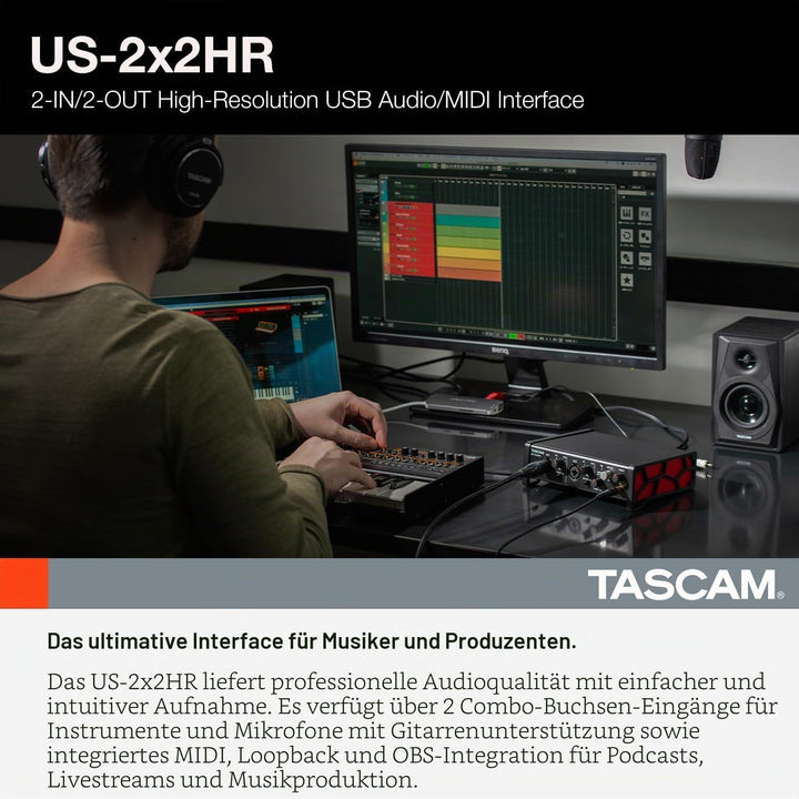 Tascam US-2X2HR USB-Audio-/MIDI-Interface (2 Eingänge, 2 Ausgänge) US-2x2HR US-2x2HR Single, US-2x2H