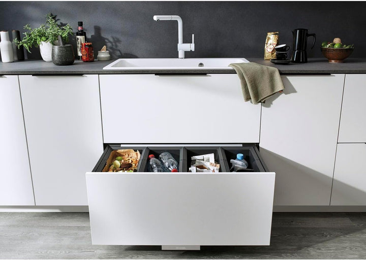 BLANCO Flexon II 90/4, Müllsystem für die Abfalltrennung in der Küche, mit 4 Mülleimern (3 x 19 l /