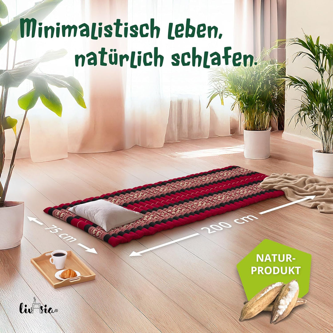livasia Rollmatte Rollmatratze L-200x110x4,5cm, Gästebett Gästematratze 1 Person, Reisebett Kofferra