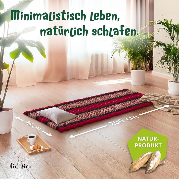 livasia Rollmatte Rollmatratze L-200x110x4,5cm, Gästebett Gästematratze 1 Person, Reisebett Kofferra