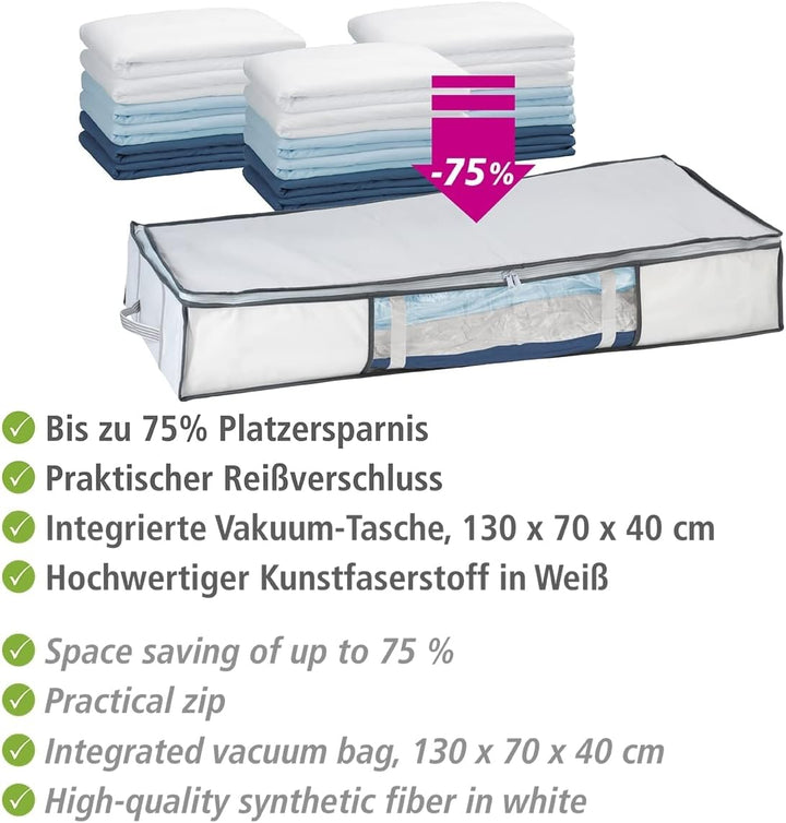 WENKO Vakuum Soft Unterbett-Box, Polypropylen, 105 x 15 x 45 cm, Weiss 15 x 45 x 105 cm Soft Unterbe