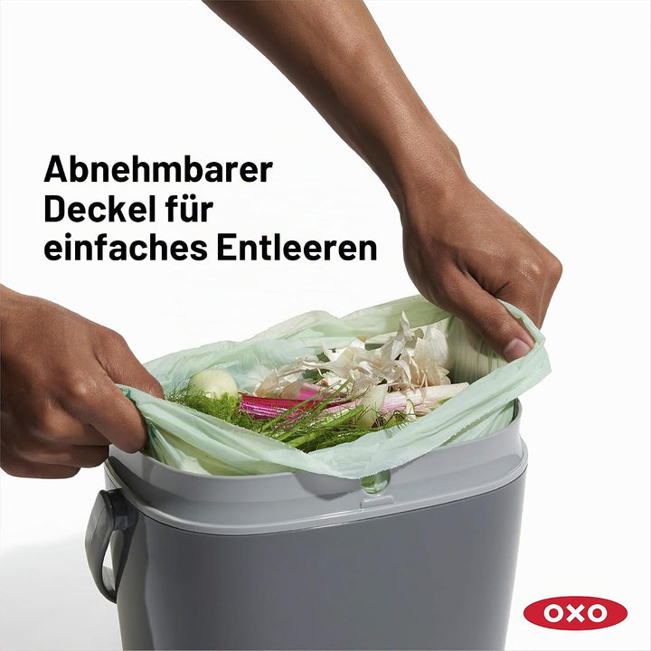 OXO Good Grips Komposteimer anthrazit – geruchsdichter Biomülleimer für die Küche – 6,6 l 6.6L Grau,