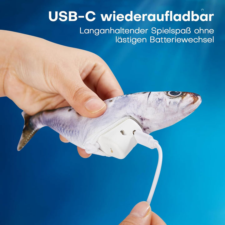 Potaroma Katzenspielzeug, interaktives elektrisches flatterndes Fisch-Spielzeug 3er-Set, wiederaufla
