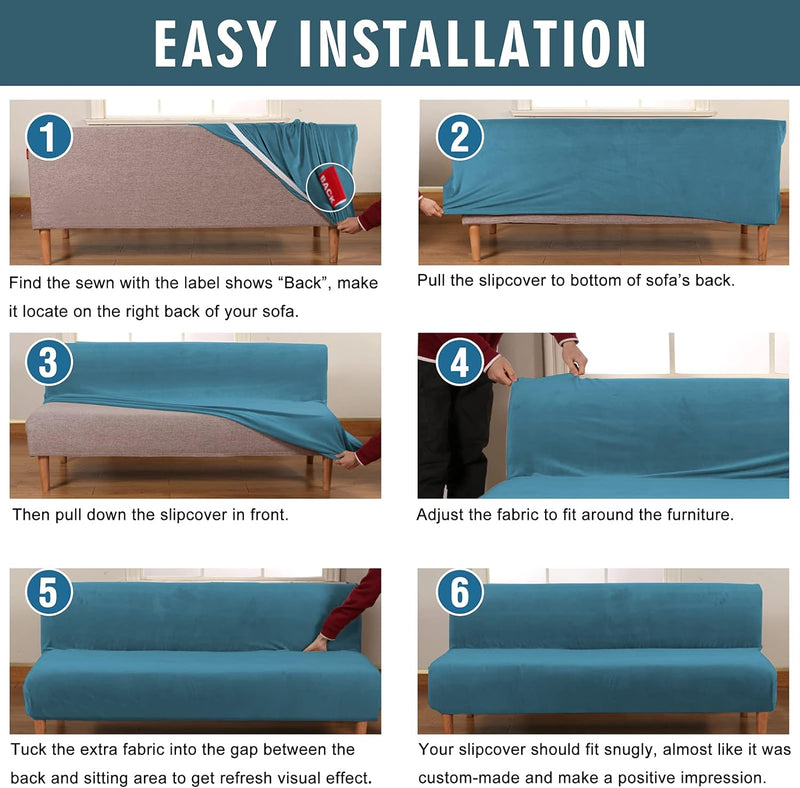 Mingfuxin Armlose Schlafsofabezüge, Stretch-Samt Futon Couchbezug Dicke weiche gemütliche Sofa Schon