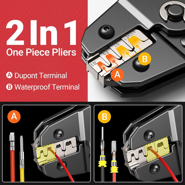 Crimpzange,0.25–1.5 mm² (AWG23–16) Crimpzangen, ideal für Steckverbinder von JST, DuPont, AMP, Deuts