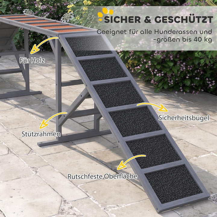 PawHut Hunde Agility Steg Agility-Ausrüstung für Hunde mit Sicherheitsstange Rutschfester Oberfläche