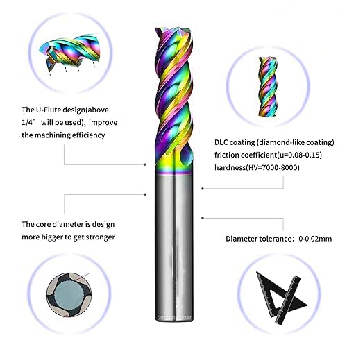 TJR 3-Schneider Fräser Set (6/8/10/12mm) mit DLC Beschichtung für Aluminium & NE-Metalle – CNC Hartm