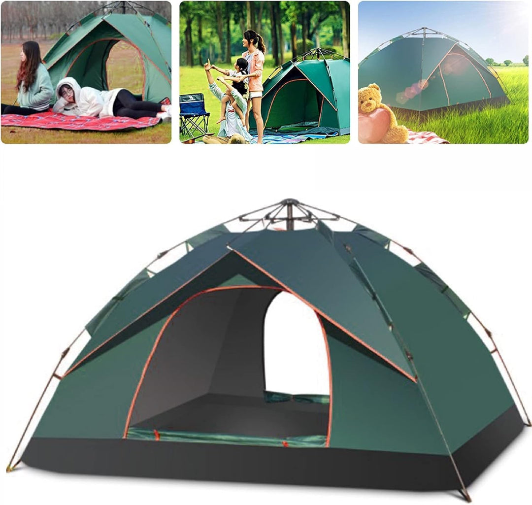 Camping Zelt 2-3 Mann Pop Up Zelte 4 Jahreszeiten Wasserdicht &amp; Winddicht Grün, Grün