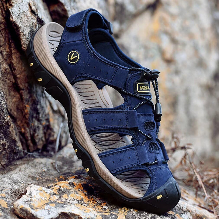 ZYLDK Sandalen Herren Leder Strand Wandersandale Trekkingsandalen Outdoorschuhe Sommer Freizeitschuh