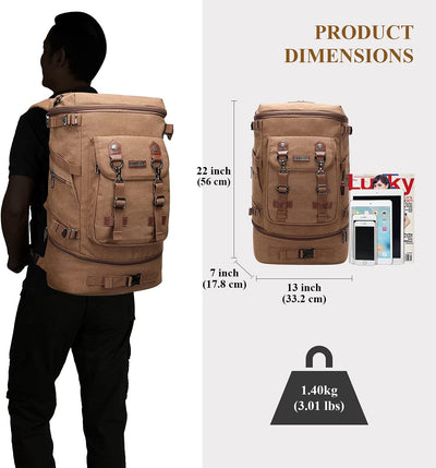 WITZMAN Vintage Canvas Rucksack Gross Reiserucksack Herren Convertible Reisetasche Laptop Rucksack W