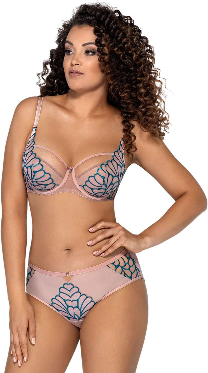 AVA Dame Habversteifter BH Träger Stickerei Tüll Klassisch Schleife 1927 Angel 65I Grün, 65I Grü