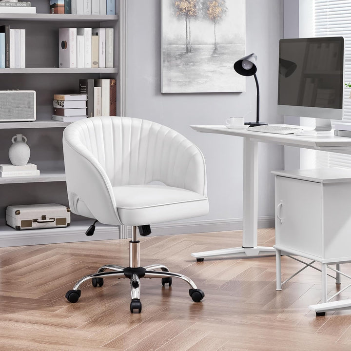 Yaheetech Bürostuhl aus Kunstleder, Ergonomischer Schreibtischstuhl mit Armlehnen, Drehstuhl mit Rol