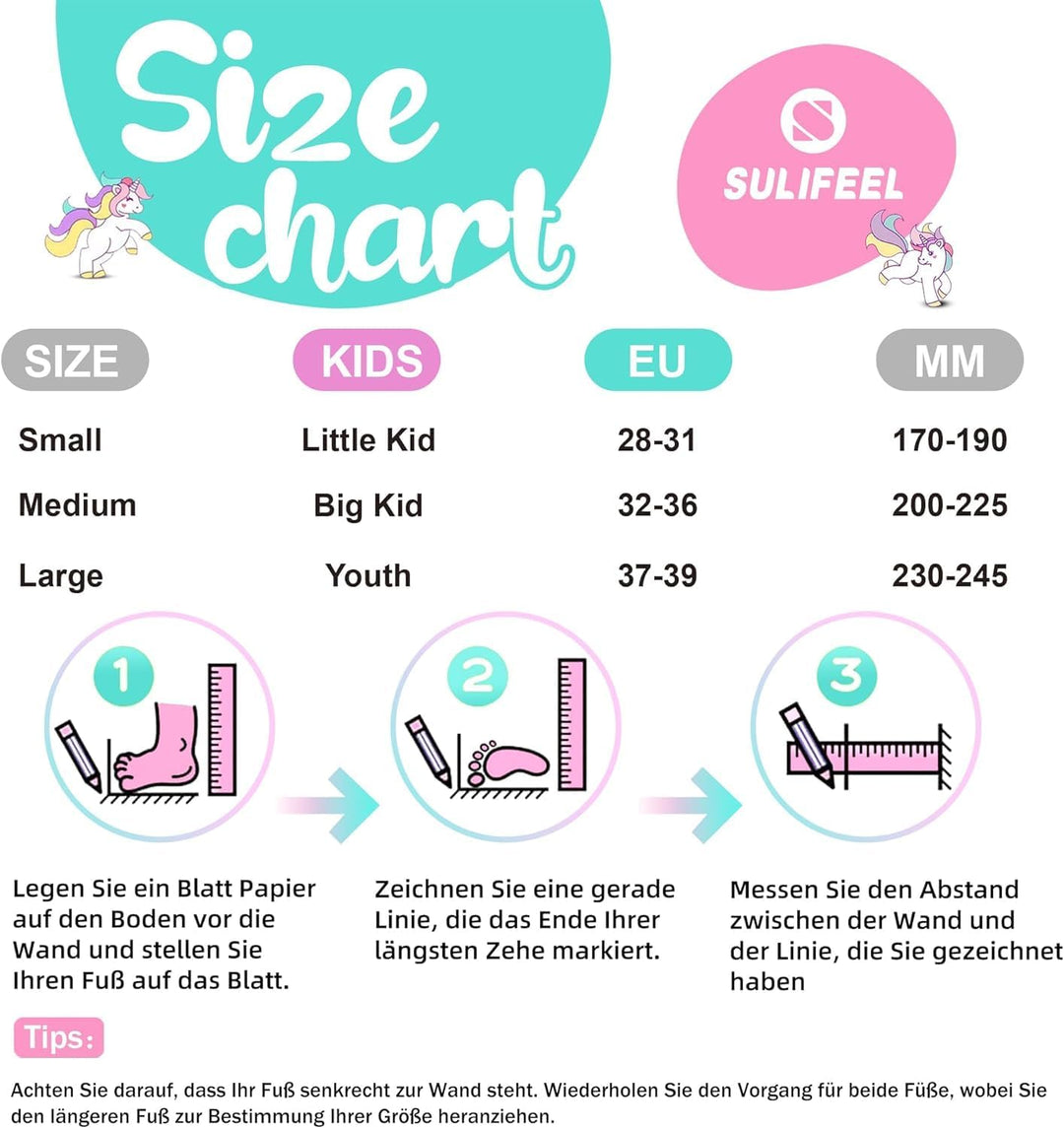 SULIFEEL Rainbow Unicorn Verstellbare Rollschuhe für Kinder mit Leuchtenden Rädern für Mädchen und J