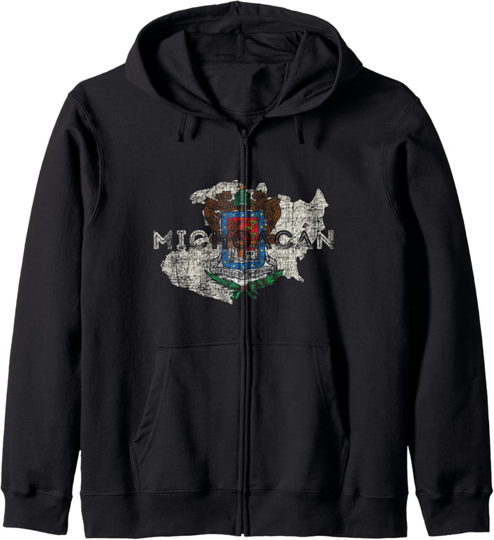 Michoacano Karte und Flagge - Betrübt Michoacan Souvenir Kapuzenjacke