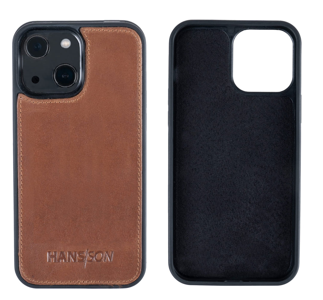 HANS/SON Hülle aus Echtleder | iPhone 13 Ledercase | Stossfest | Dünn | MagSafe | Schutzhülle iPhone