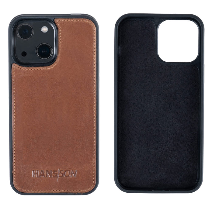 HANS/SON Hülle aus Echtleder | iPhone 13 Ledercase | Stossfest | Dünn | MagSafe | Schutzhülle iPhone