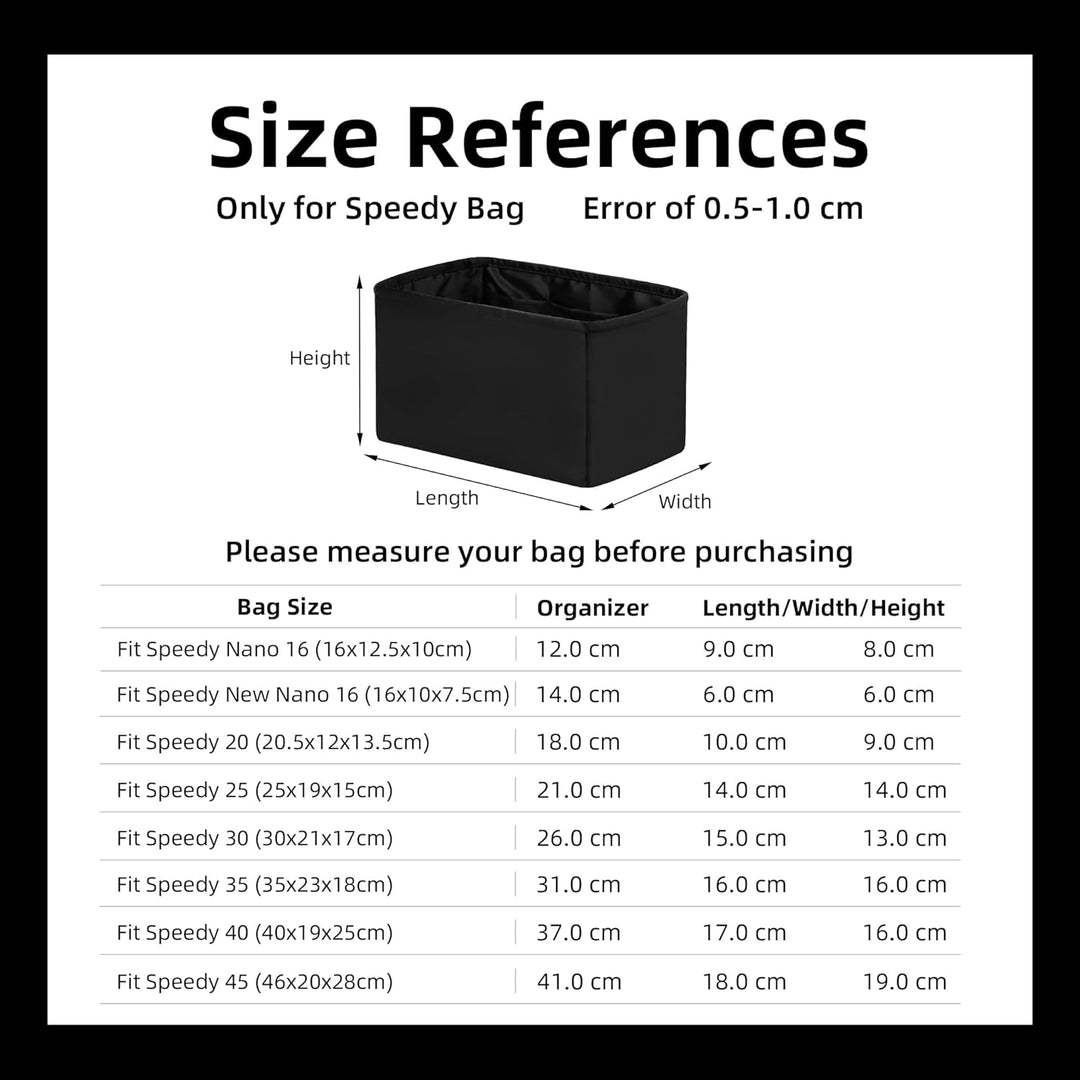 DGAZ Handtaschen Organizer Einsatz, Seide Handtaschenorganisator für LV Speedy Nano/20/25/30/35/40/4
