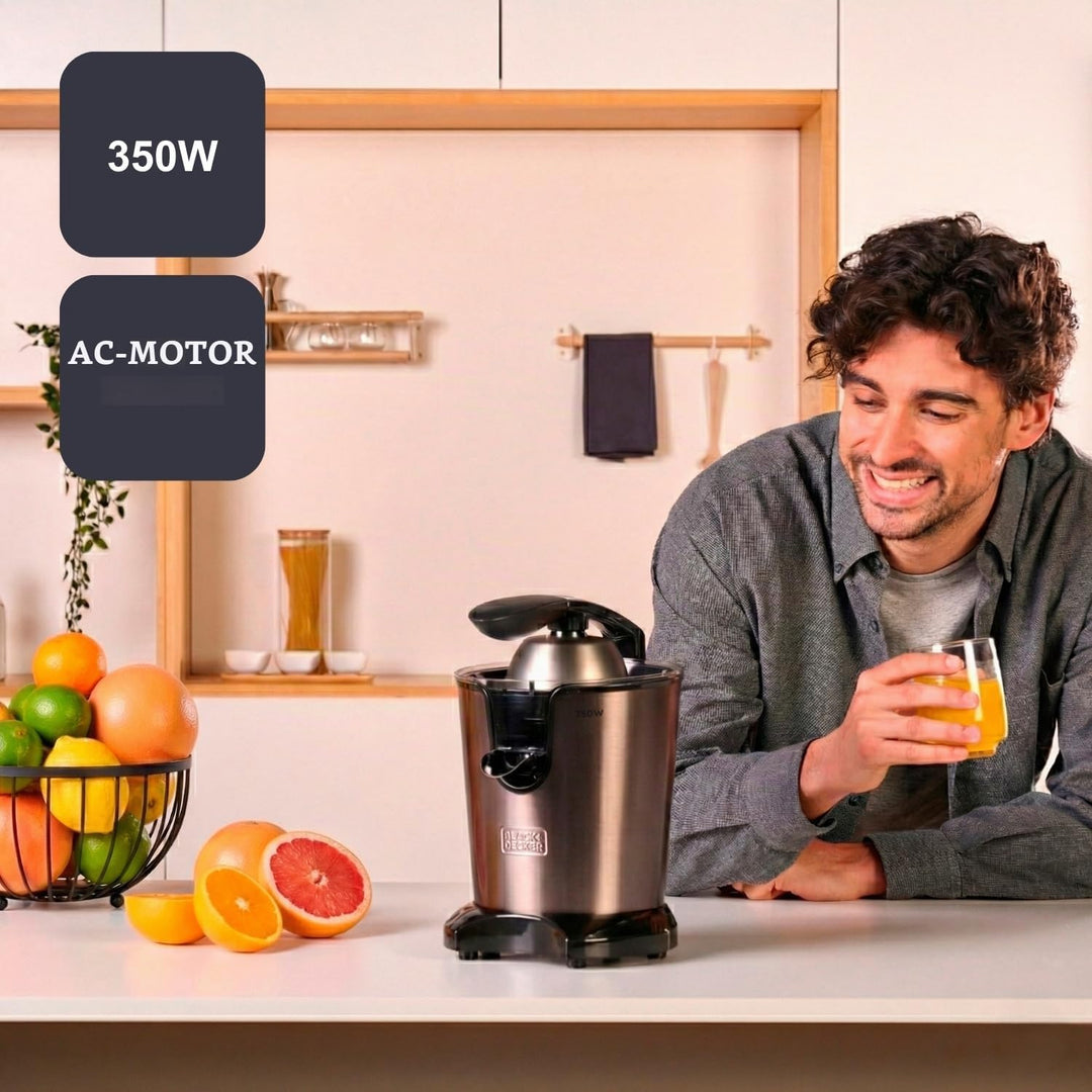 Black+Decker BXCJ350E - Elektrische Saftpresse 350W. Professioneller Wechselstrommotor. Extra Filter