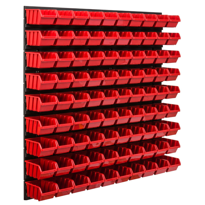 Lagersystem Werkstattregal | 78 x 78 cm | 90 stck. Box | Wandregal mit Stapelboxen - Wandplatten Ext