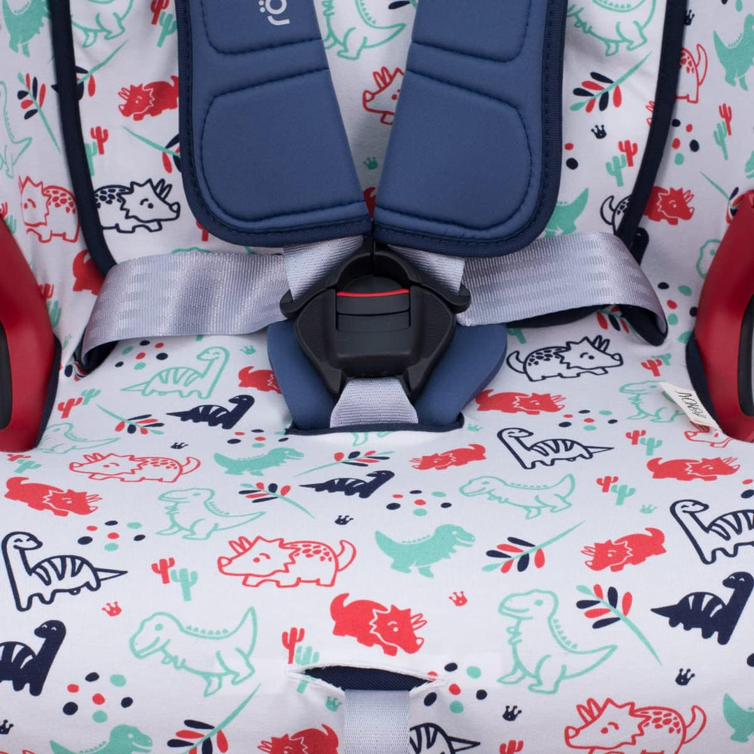 JYOKO Kids Bezug kompatibel mit Romer Advansafix, Evolva IV M, aus Baumwolle (Dino Party, ADVANSAFIX