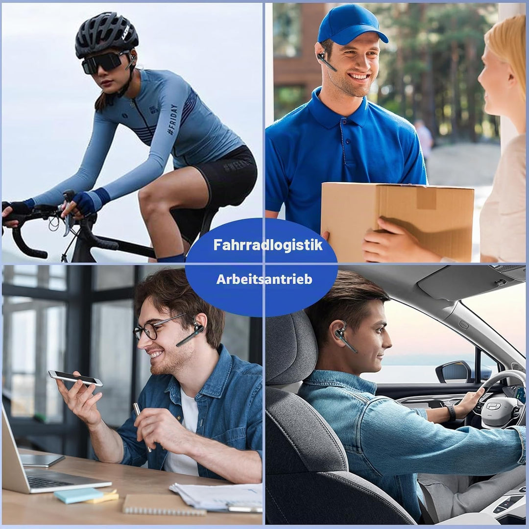 Bluetooth Headset V5.3, Wireless Freisprech Telefon mit CVC 8.0/ENC Dual Mic, APTX, Mute Zwei-Geräte