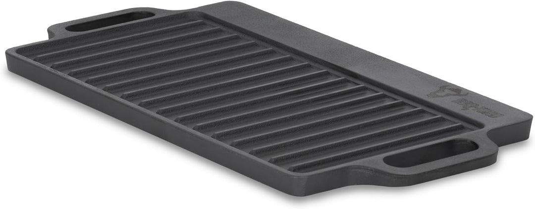 BBQ-Toro Gusseisen Grillplatte mit Griffen | 40 x 20,5 cm | Grillpfanne, beidseitig verwendbar | Rec