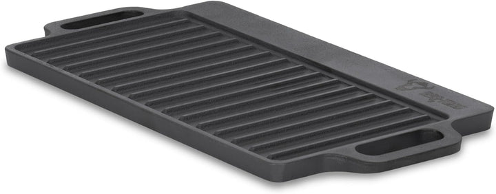 BBQ-Toro Gusseisen Grillplatte mit Griffen | 40 x 20,5 cm | Grillpfanne, beidseitig verwendbar | Rec