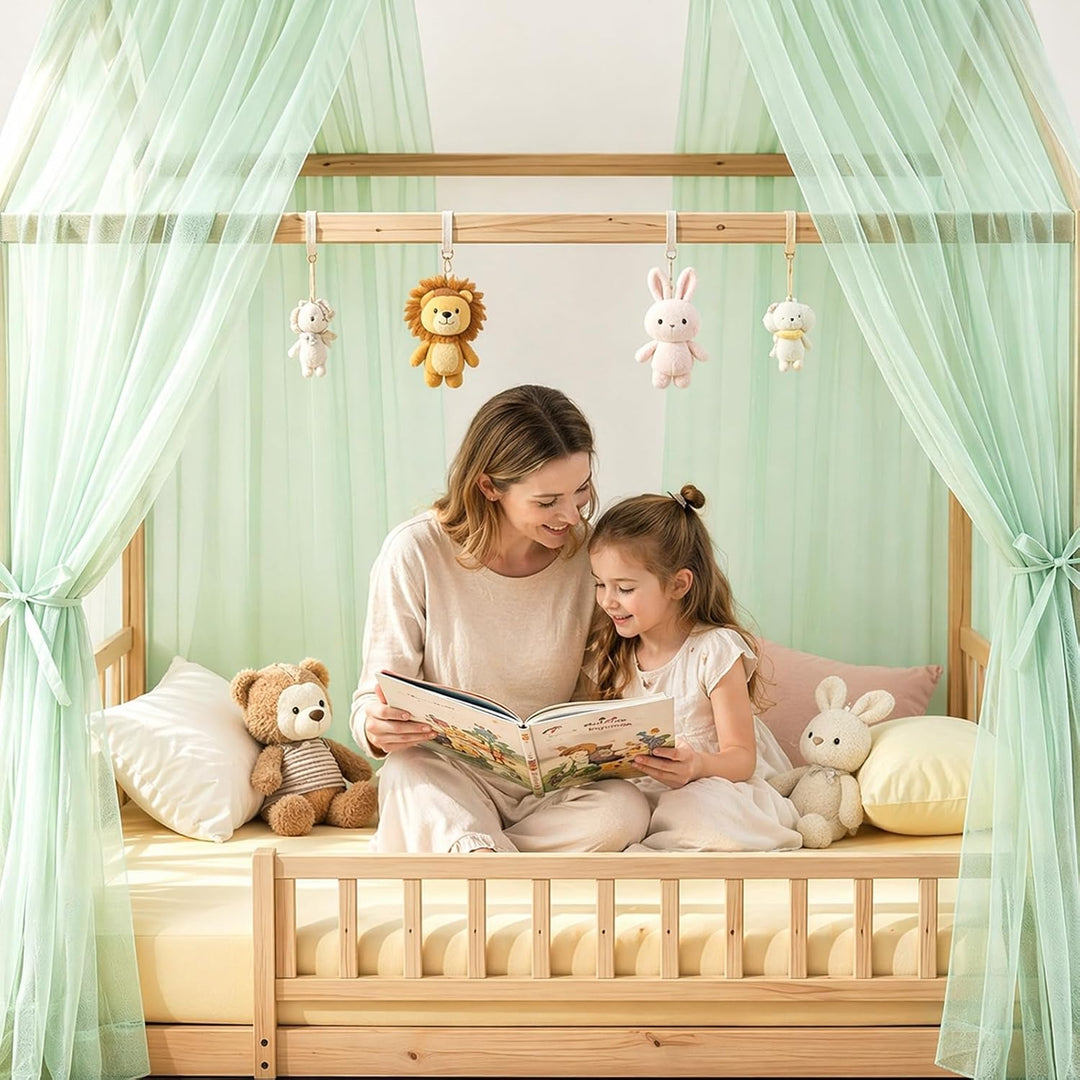 Hausbett Himmel 2er Set aus Voile, Betthimmel und Bettvorhang für Kinderbett, Kinderzimmer Deko für