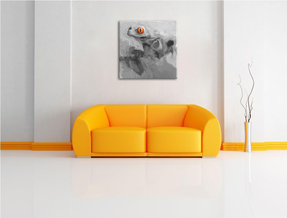 Wassertropfen auf Gerbera, Format: 70x70 auf Leinwand, XXL riesige Bilder fertig gerahmt mit Keilrah