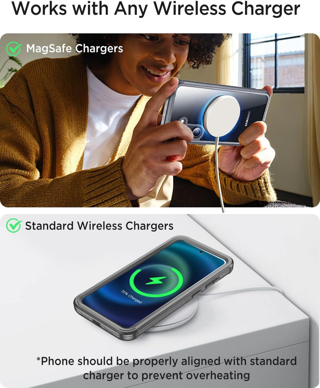 Miimall Dünn Hülle für Samsung Galaxy S24 FE Handyhülle mit Displayschutz, Kompatibel für MagSafe, 3
