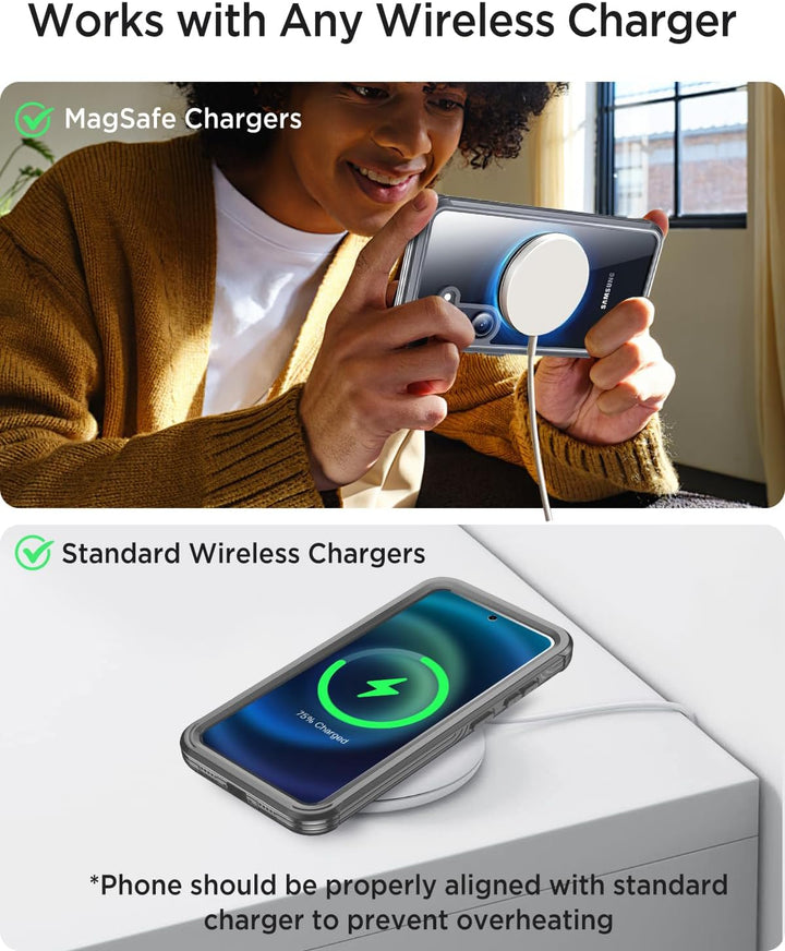 Miimall Dünn Hülle für Samsung Galaxy S24 FE Handyhülle mit Displayschutz, Kompatibel für MagSafe, 3