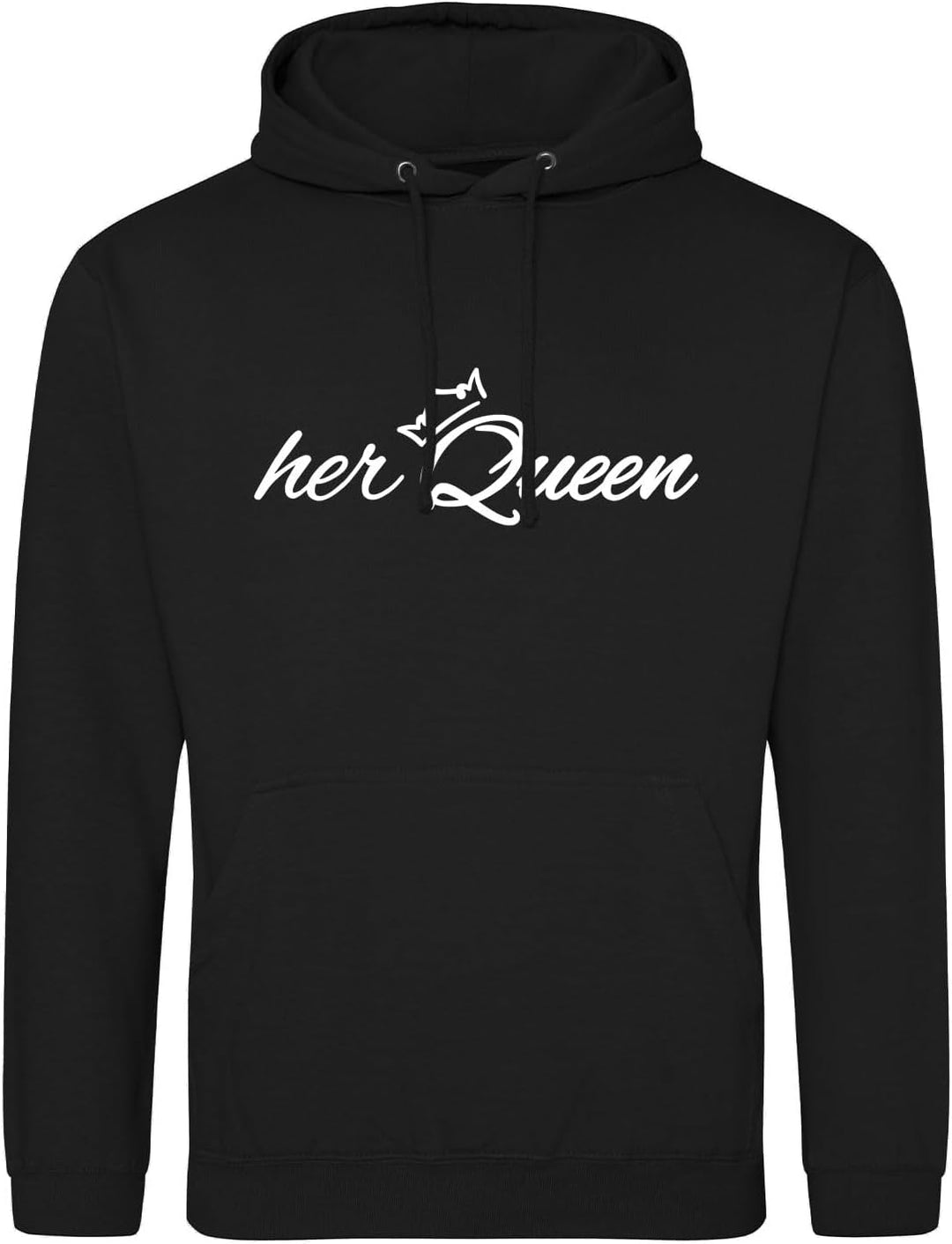 huuraa Unisex Hoodie her Queen Krone Pullover Vegan Grösse 3XL Deep Black mit Motiv Hochzeits Gesche