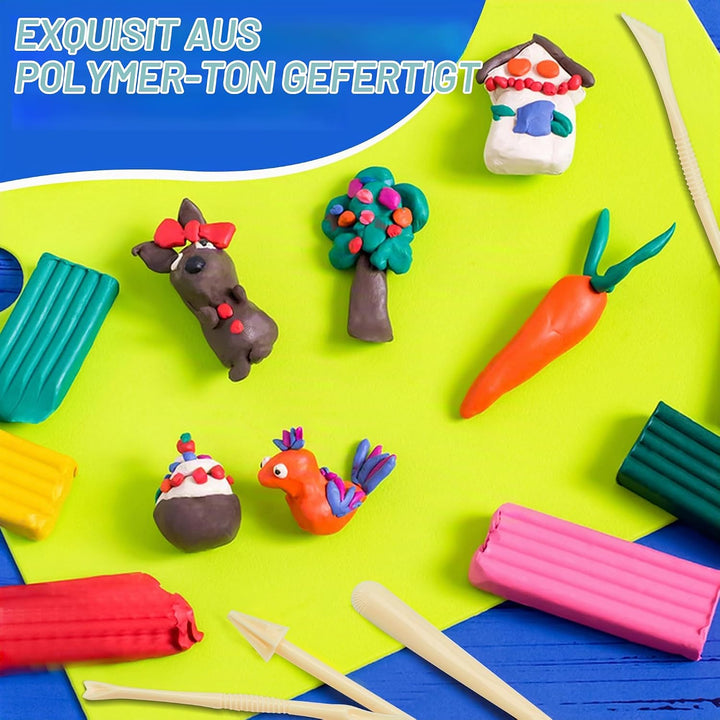 Kinder Knete Set - 36 Farben Ofen backen Polymer Clay Set gehören 5 Modellierwerkzeug und Schmuckzub