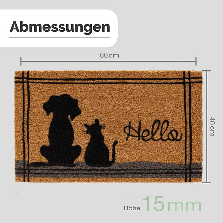 Entrando Fussmatte Kokos mit Motiv – schmutzfangmatte aussen & innen – kokosmatte fussmatte - rutsch