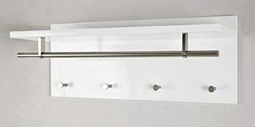 HAKU Möbel Wandgarderobe, MDF, weiss-edelstahloptik, B 75 x T 26 x H 30 cm 26 x 75 x 30 cm Weiss-ede
