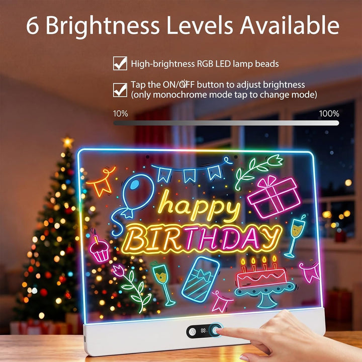LED Zeichenbrett Wiederaufladbar mit RGB-Lichtern - 35cmx26cm Notiztafel aus kratzfestem Acryl,Led M