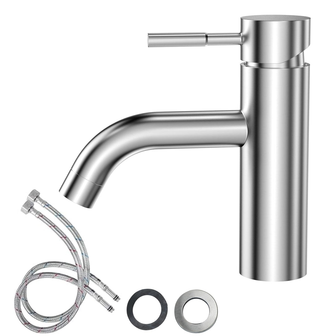 FALSKT Wasserhahn Bad SUS304 Edelstahl, Waschtischarmatur Infache Montage, Armatur Badezimmer mit 60