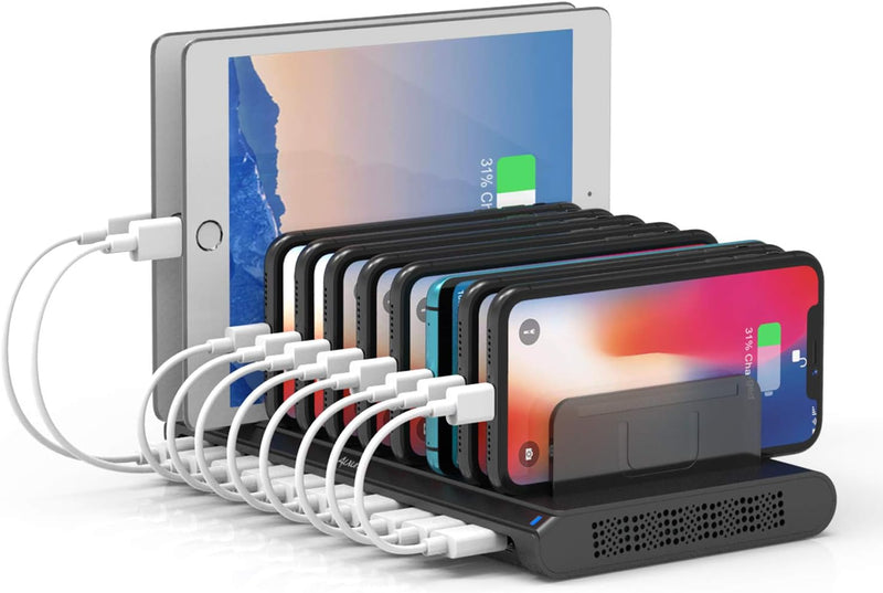 Alxum Handy USB Ladestation Mehrfach, 60W 10 Ports USB Ladestation Mehrere Geräte mit Multiport Schn