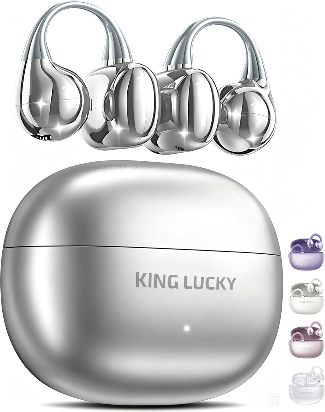 Kinglucky Open-Ear-Kopfhörer Kabellos Bluetooth 6.0–Clip-On-Ohrhörer mit Mikrofon,50h Spielzeit,ENC,