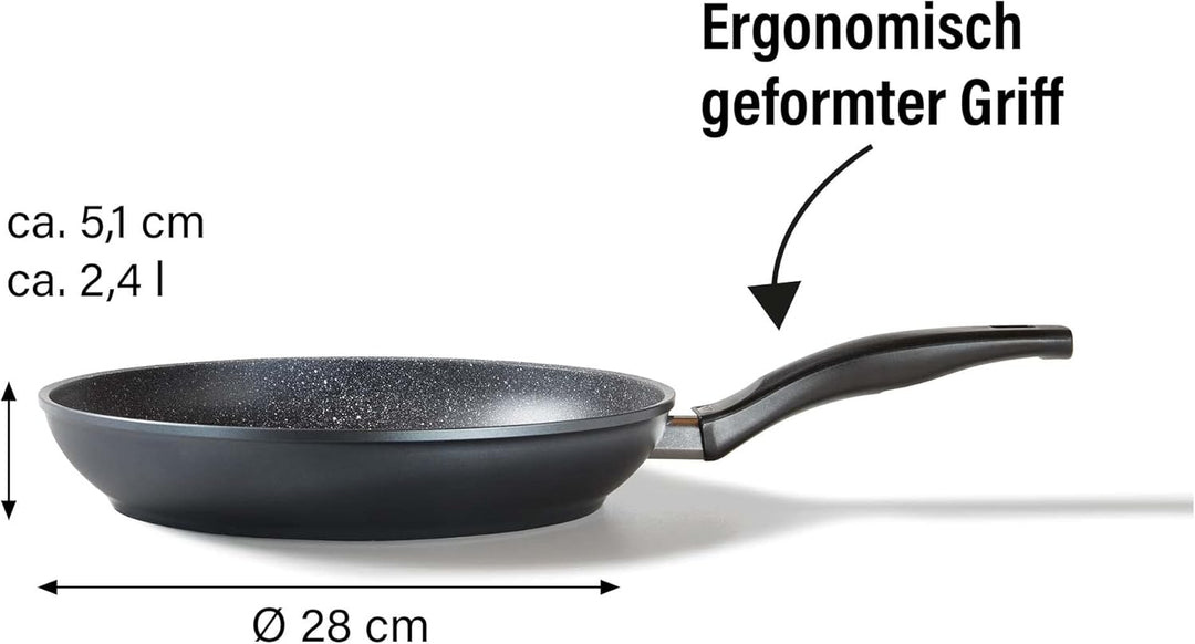 STONELINE Made in Germany Bratpfanne 28 cm, antihaft beschichtete Pfanne mit echten Steinpartikeln,