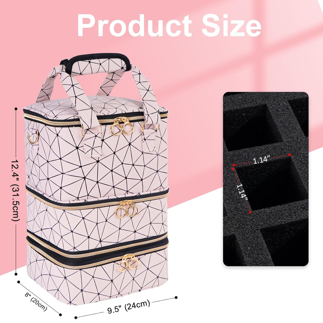 Uross Nagellack Organizer für 60 Nagellackflaschen und 1 LED-Nagellampe, Nagellack Aufbewahrung Tasc