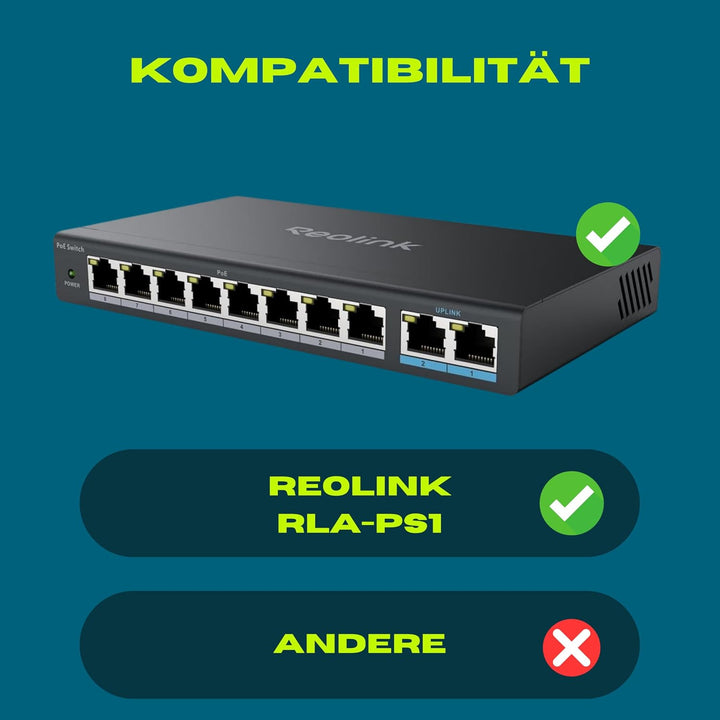 10-Zoll Rackmount Halterung für Reolink PoE Switch RLA-PS1, Schwarz, Made in Germany, Einfache Insta