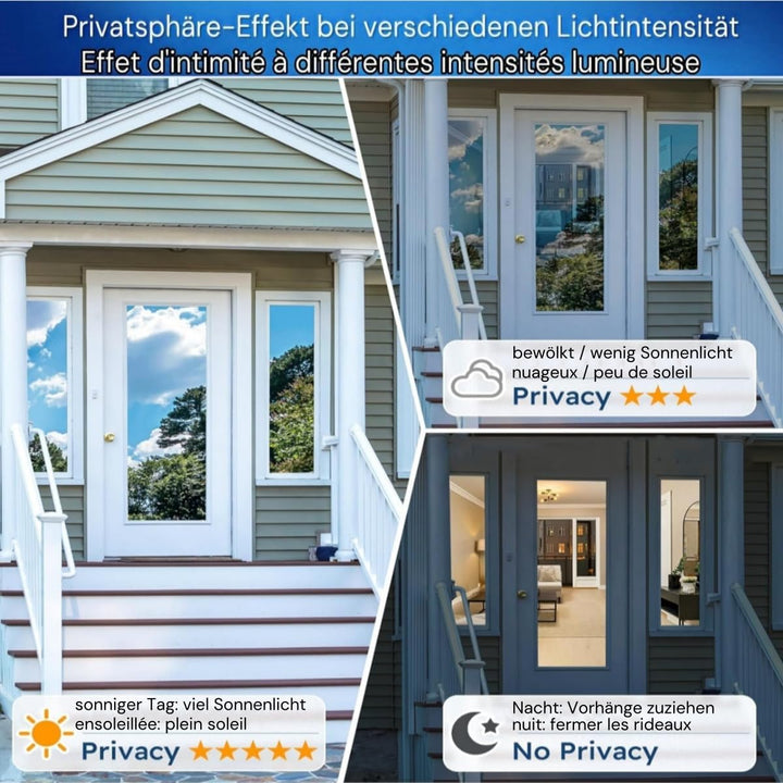 Cinbee Sonnenschutzfolie Fenster innen oder aussen 90x200 cm, Selbstklebende Spiegelfolie Fenster Hi