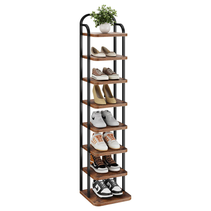 Dripex Vertikales Schuhregal mit 8 Ebenen, Schuhablage schmal Metall, Verstellbar Ablage, platzspare