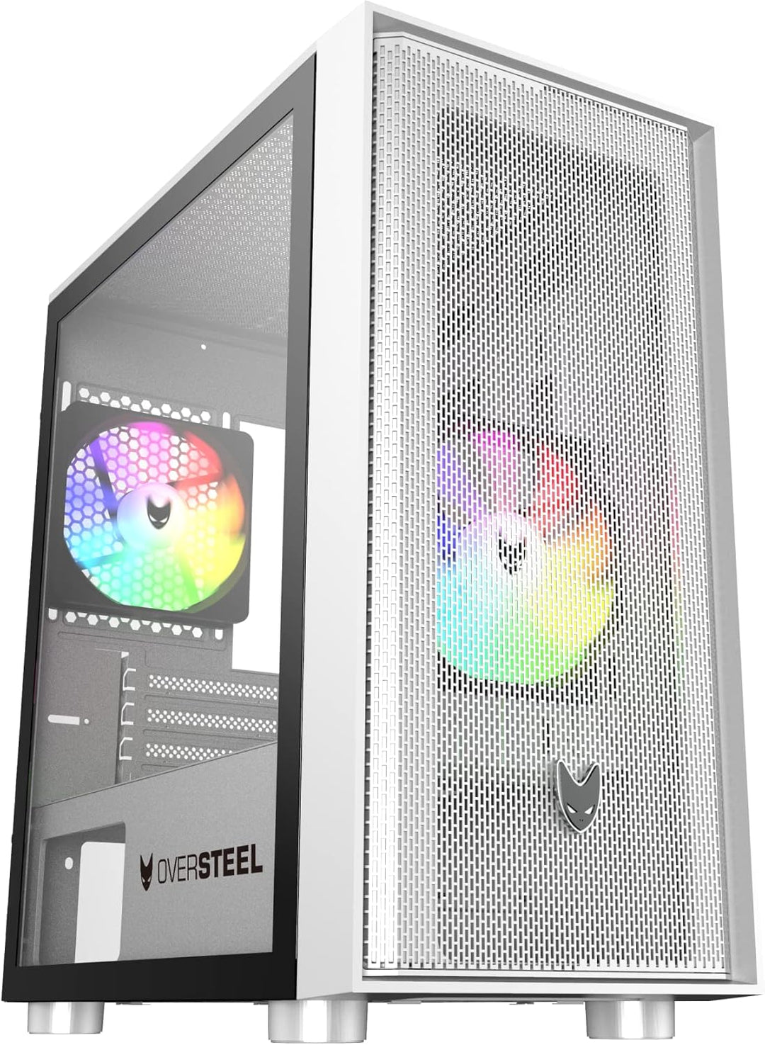 Oversteel - Aeris Gaming PC Gehäuse kompatibel mit Micro ATX und ITX Boards, 2 120mm RGB Lüfter, Mes
