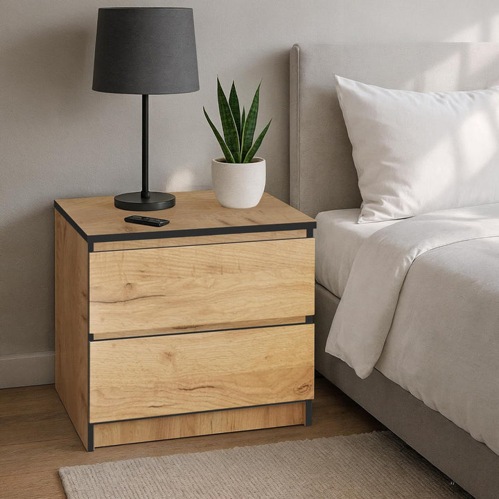 AKORD Kommode K60 mit 2 Schubladen | für das Wohnzimmer Schlafzimmer Schrank Büro Arbeitszimmer | Mo